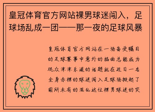 皇冠体育官方网站裸男球迷闯入，足球场乱成一团——那一夜的足球风暴